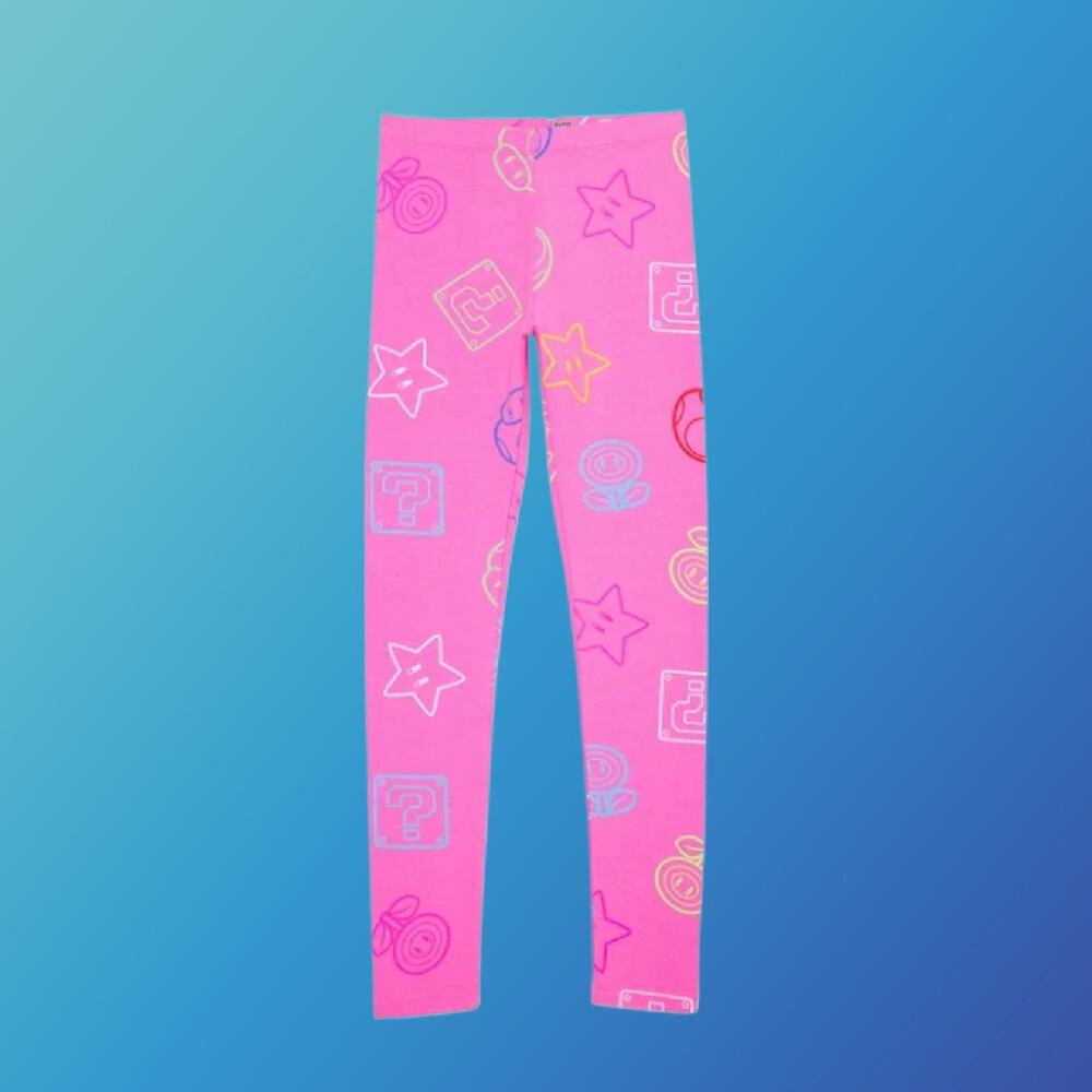 Gaming Character Icon Toss Girls Graphic Leggings Pink Size Large 10/12